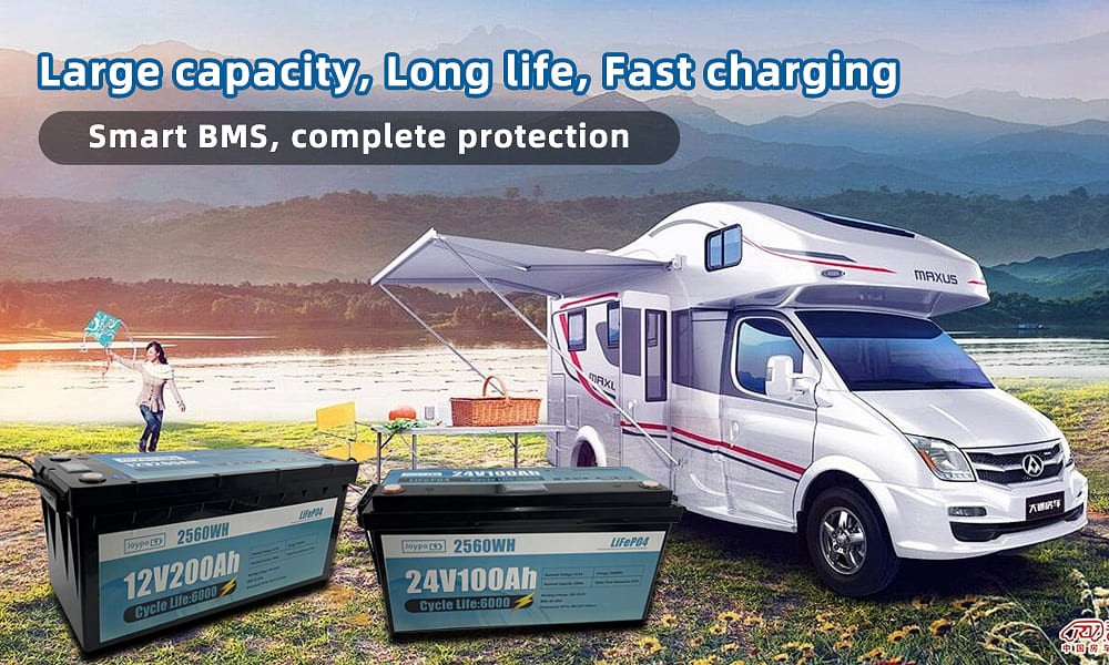 RV Camper Long Life LFP Lifepo4 Battery 12V 24V 100Ah 200Ah With Smart BMS