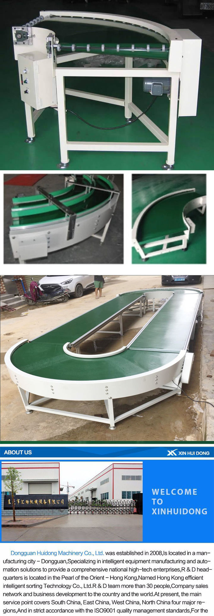 PVC Curve 90 Degree Belt Conveyor , Slat Powered Belt Conveyor For Food Industry