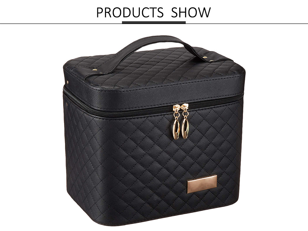 9.7*6.9*8.6in Women PU Makeup Train Case With Mirror