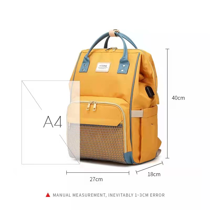 Waterproof Women Backpack Multi-function Diaper Baby Bag With USB Changing Colorful Backpack For Girls