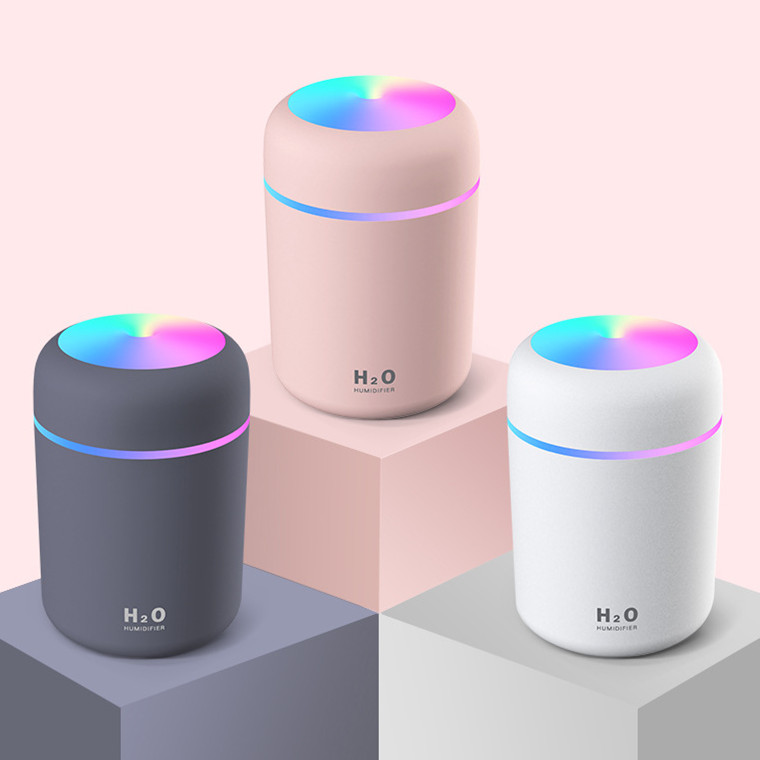 Tabletop/Portable H2O USB Humidifier with LED Mood Light and Low Noise 36db Operation
