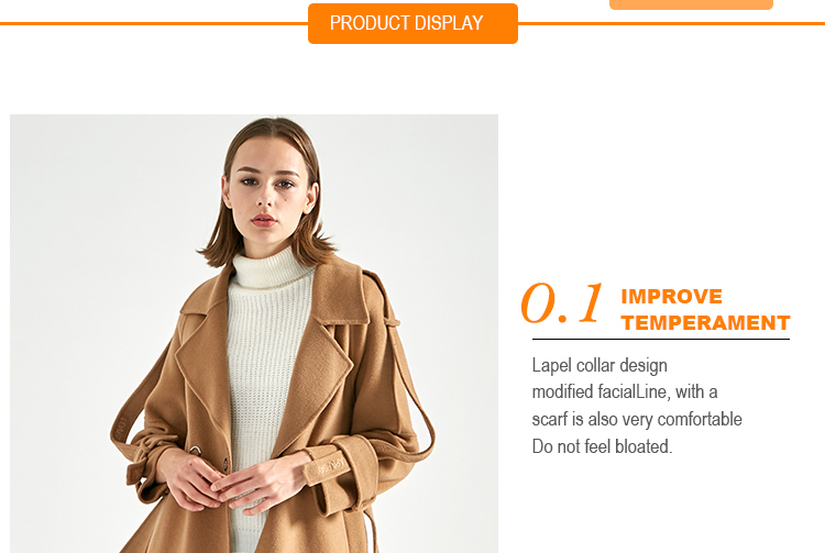 Slim Fit Women's Casual Winter Coats , Camel Wool Jacket For Ladies