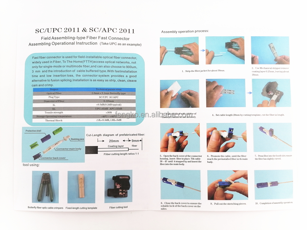 125um Ftth Network Fiber Optic Fast Connector SC UPC for 0.9mm Cable
