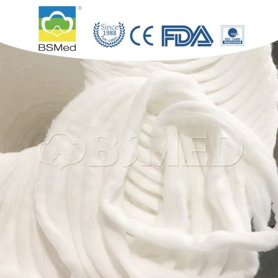 White Reinforced Cotton Coil Sliver , Medical Cotton Wool 5.5 - 7.5 PH Value
