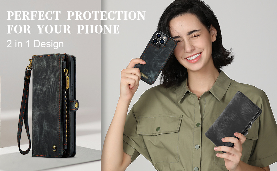Samsung Compatible CaseMe Leather TPU Phone Cases for Iphone 13 14 Pro Max Card Slot