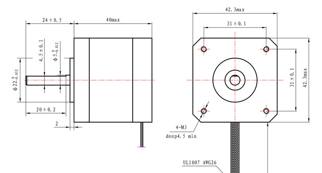 Stepping Motor 1.5Amp 500mN.m 42×42×40mm NEMA 17 With ISO CE