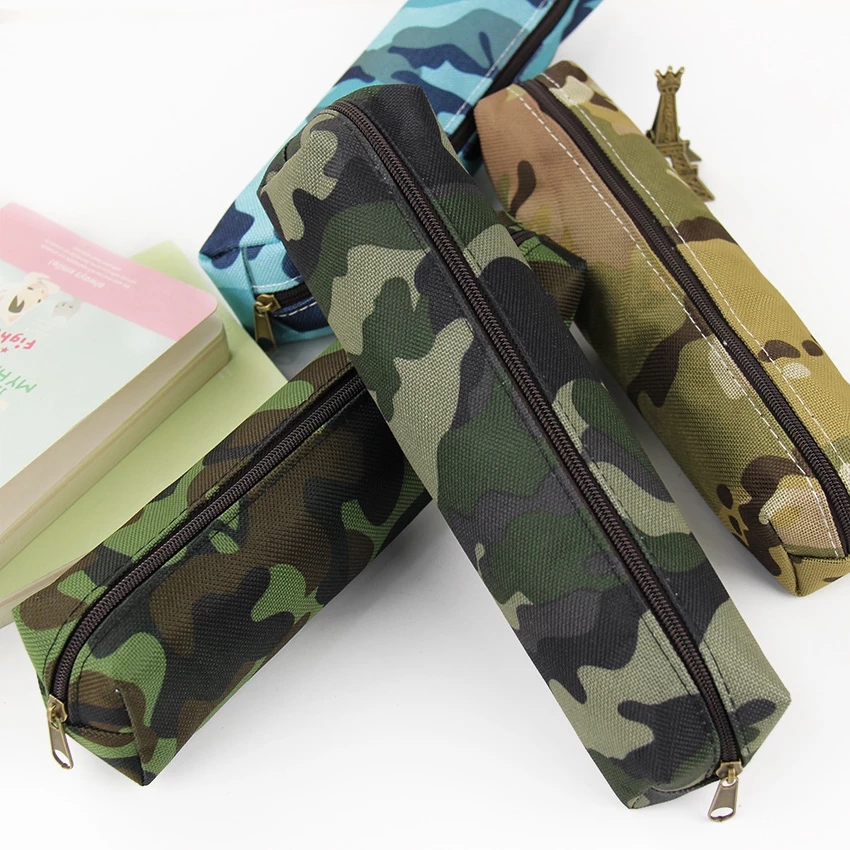 Factory Customized Camouflage Pencil Case Canvas Pencil Bag School Supplies Stationery Box Drawing package Cosmetic Pouch