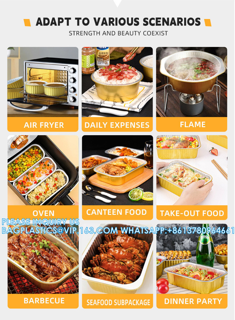 1050ml/220mm Length, Sturdy Aluminum Foil Pans With Lids For Cooking, Baking, Reheating, Freezer, Oven, Recyclable