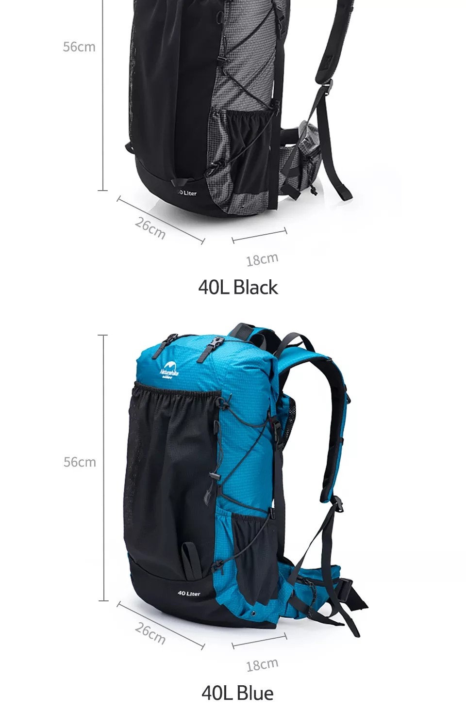 Black ODM Waterproof Hiking Backpack 65 Litre Mountain Climbing Backpack Outdoor