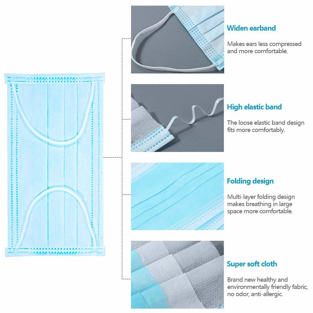 Nonwoven Black Disposable Mask Procedural Face Masks With Earloops
