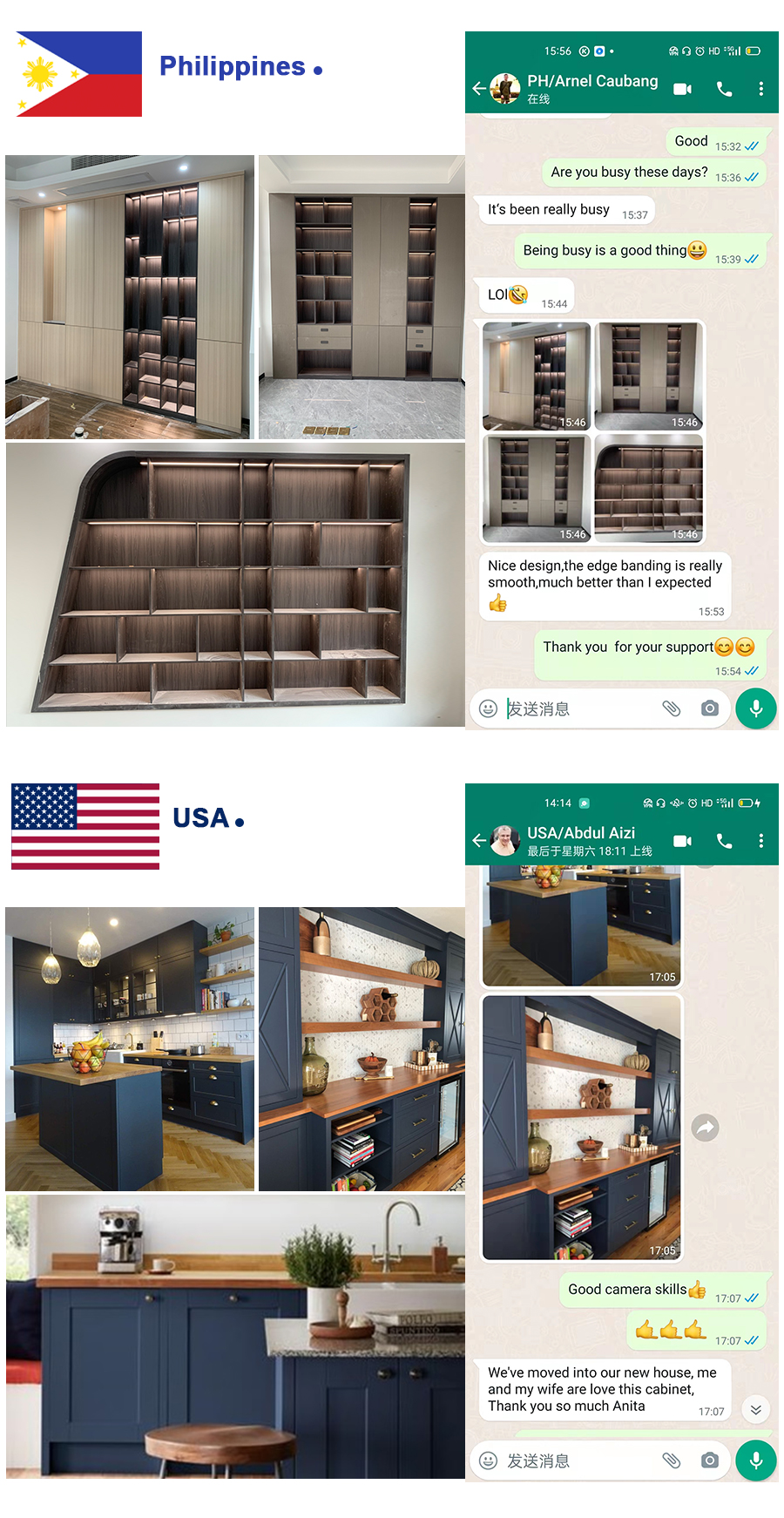 Full Bullnose Countertop Edging Kitchen Cabinet Set with Built-In Pull Out Waste Bin