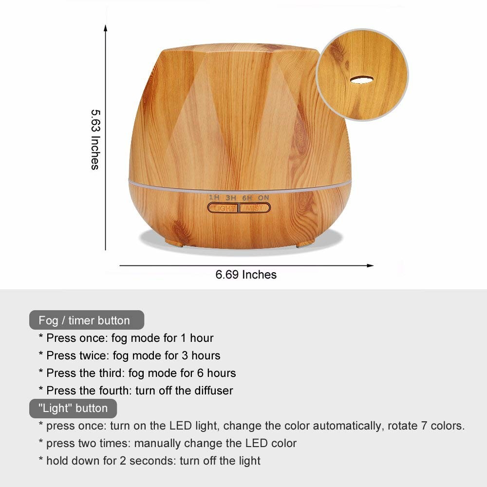 Wood Grain 14W 24V 650mA 550Ml Aroma Diffuser Humidifier