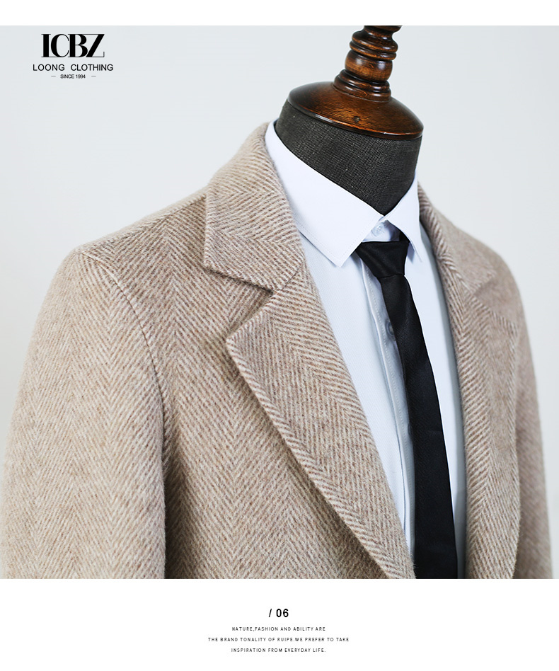Jackets Custom Luxury Trench Coats Worsted Wool Overcoat Men Warm Winter Long Men Cashmere Coat