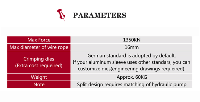 60KG Hydraulic Steel Wire Rope Sleeve Pressing Machine for Heavy Duty Applications