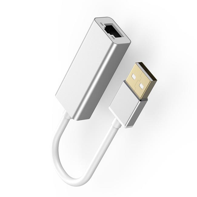 Aluminum alloy laptop USB2.0 To RJ45 20cm USB Hub Adapter