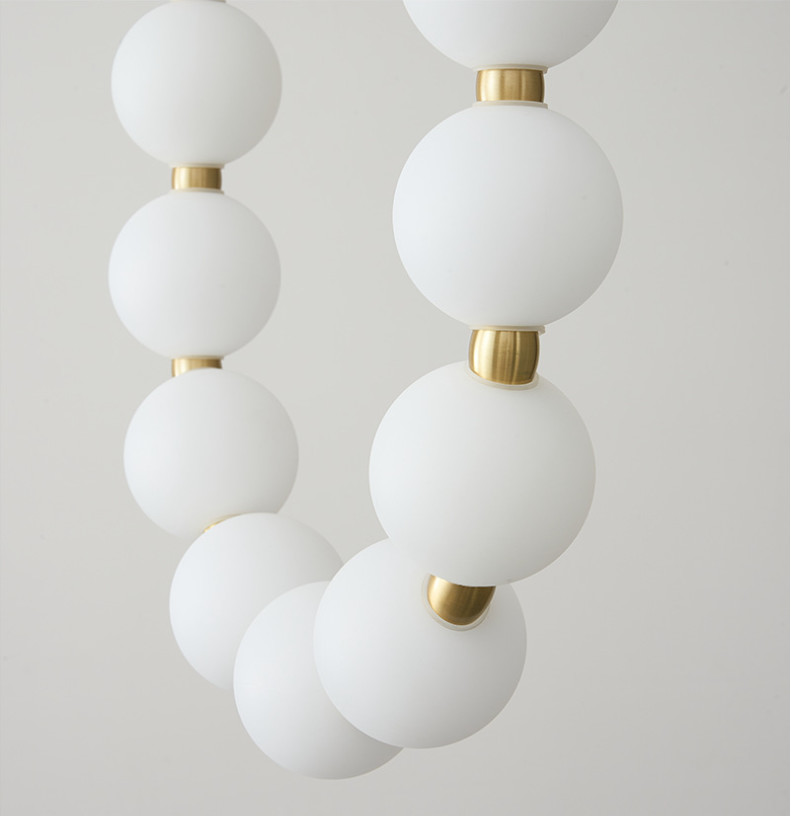 Linear Glass Pendant Lamps 135W 45W White Glass Ball Ceiling Light Sealing Glaze