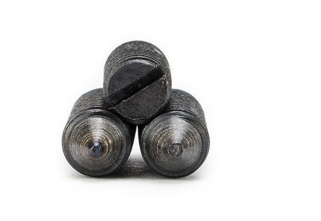ISO7434 Black Oxide Alloy Steel Slotted Drive Cone-Point Headless Screws
