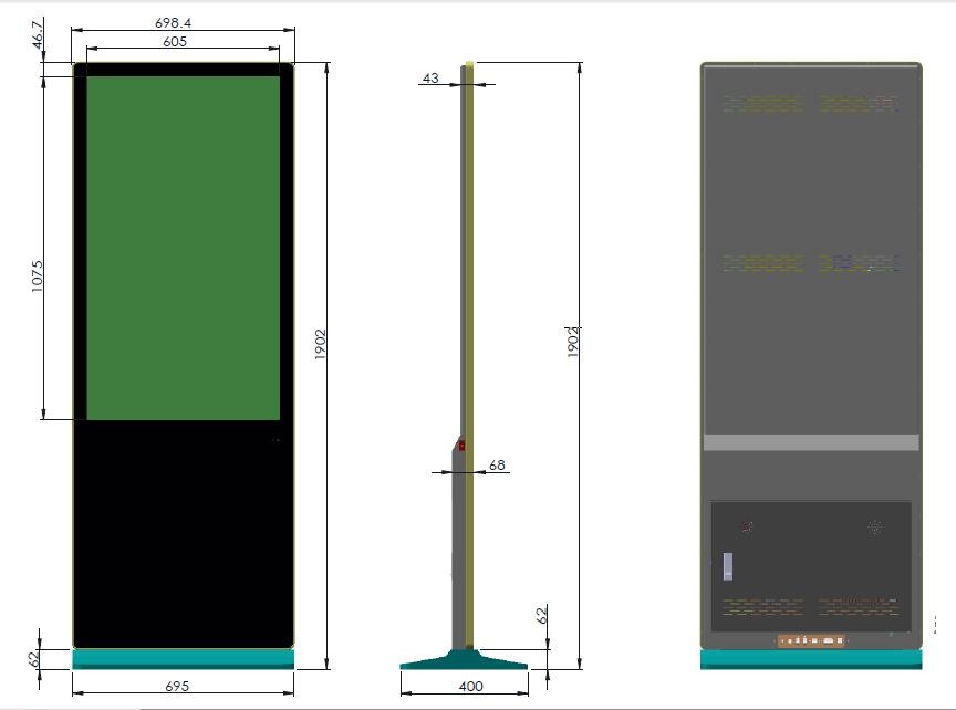 50" 49" inch LED TFT upright standing sunlight readable high brightness LCD signage AD display with Android OS WIFI 4G network