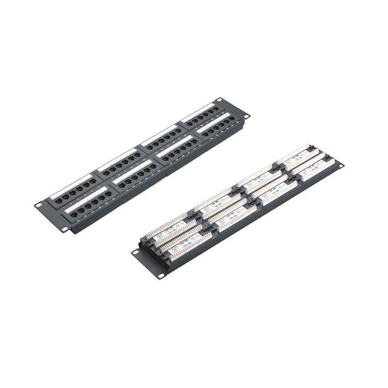 1U 2U Cable Management Ethernet Patch Panel Krone IDC Termination Black Metal Panel