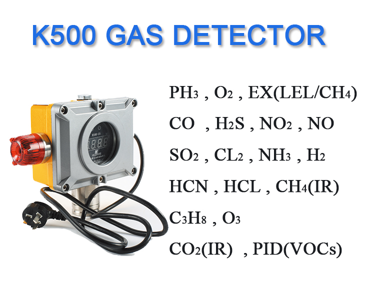 Industrial Stand Alone Gas Detector Wireless 20mA LOT K500 3500g DC 24V