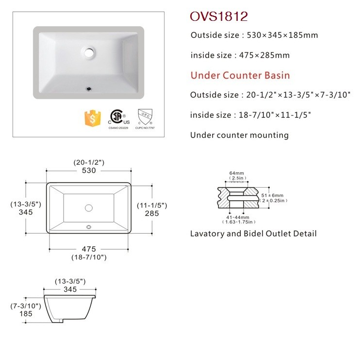 Ada Compliant Wall Mount Bathroom Sink Ceramic Undermount Basin