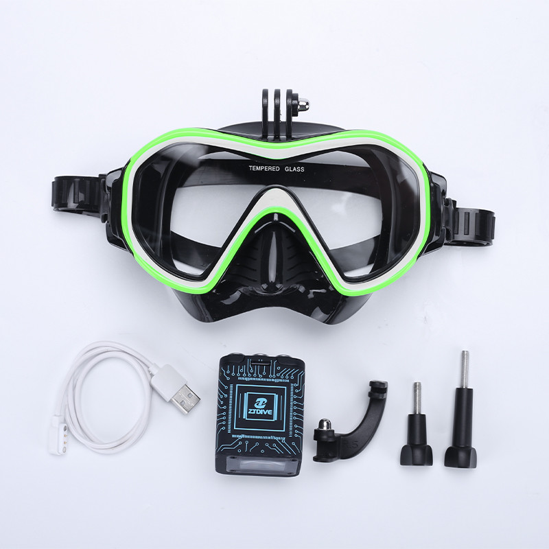 HD Tempered Glass Scuba Diving Mask With High Resolution Integrated Computer