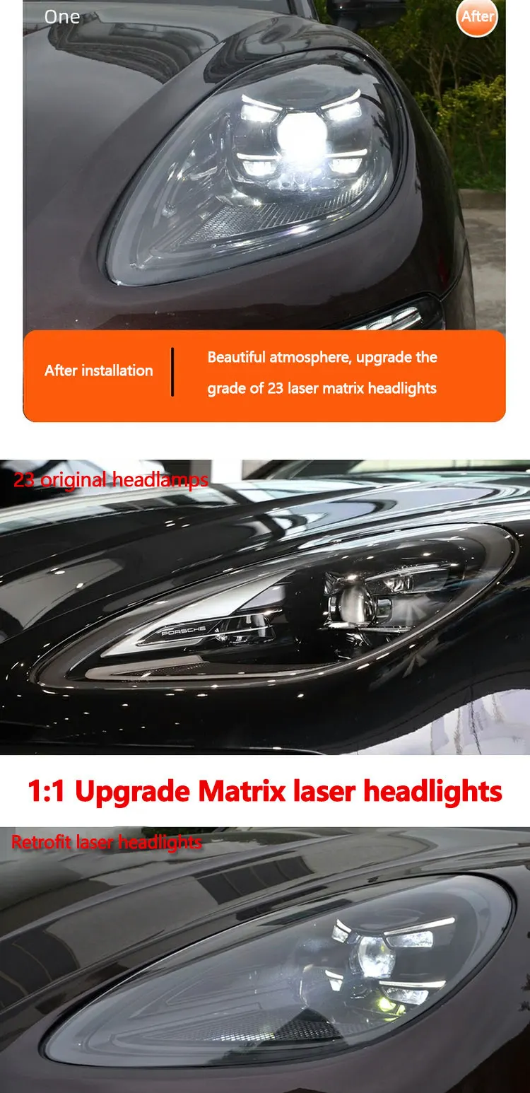 Car LED Headlights For Porsche Macan 2014-2022 Upgrade New 2023 Plug And Play Matrix Led Laser Day Running Lights