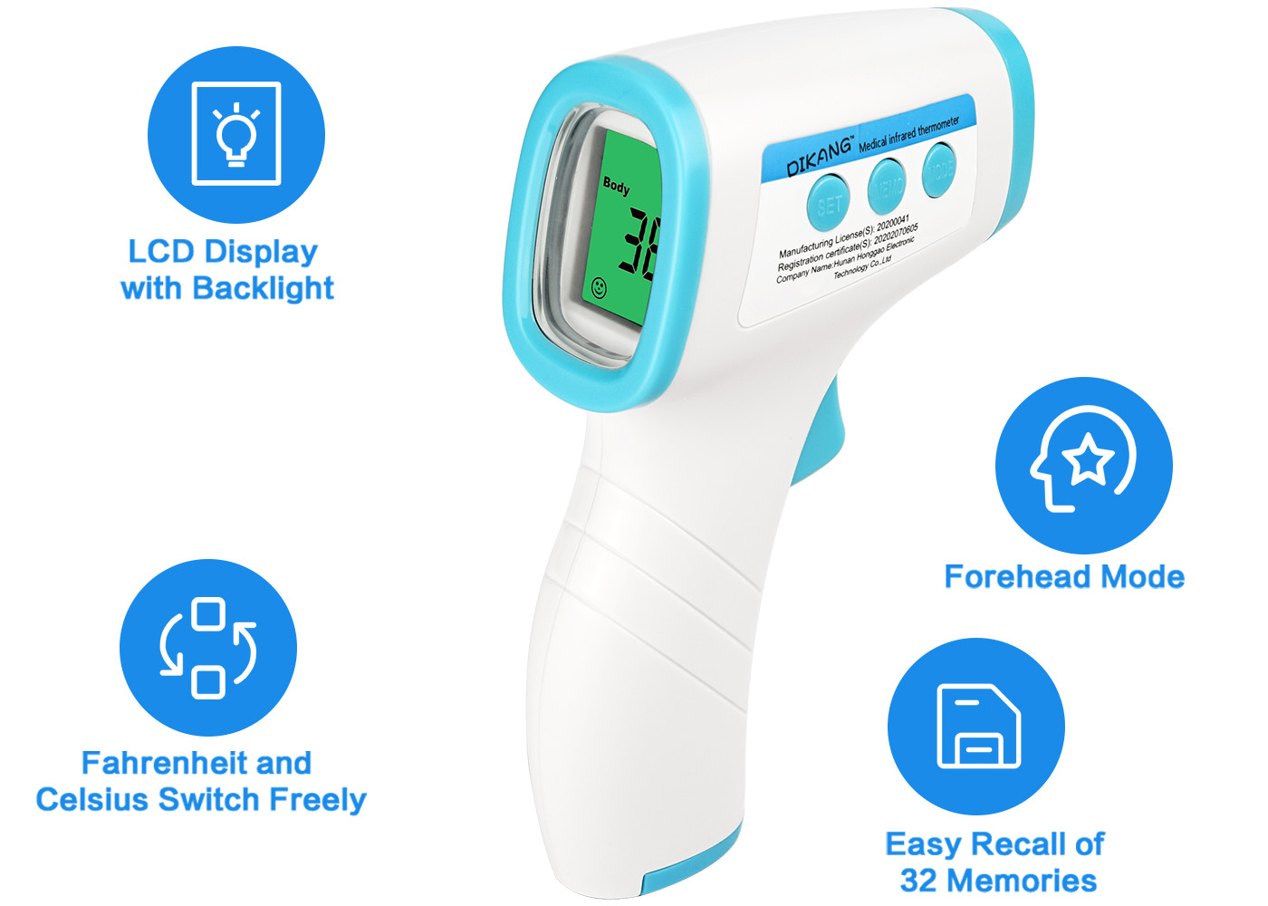Non Contact Digital Infrared Thermometer / Handhold Type Digital Infrared Forehead Thermometer