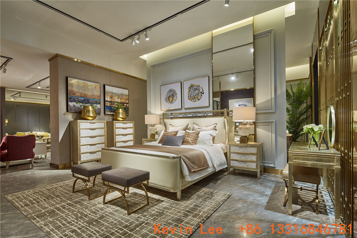 Elegance American style furniture in Light luxury design for Villa house living room leather sofa factory directly sale