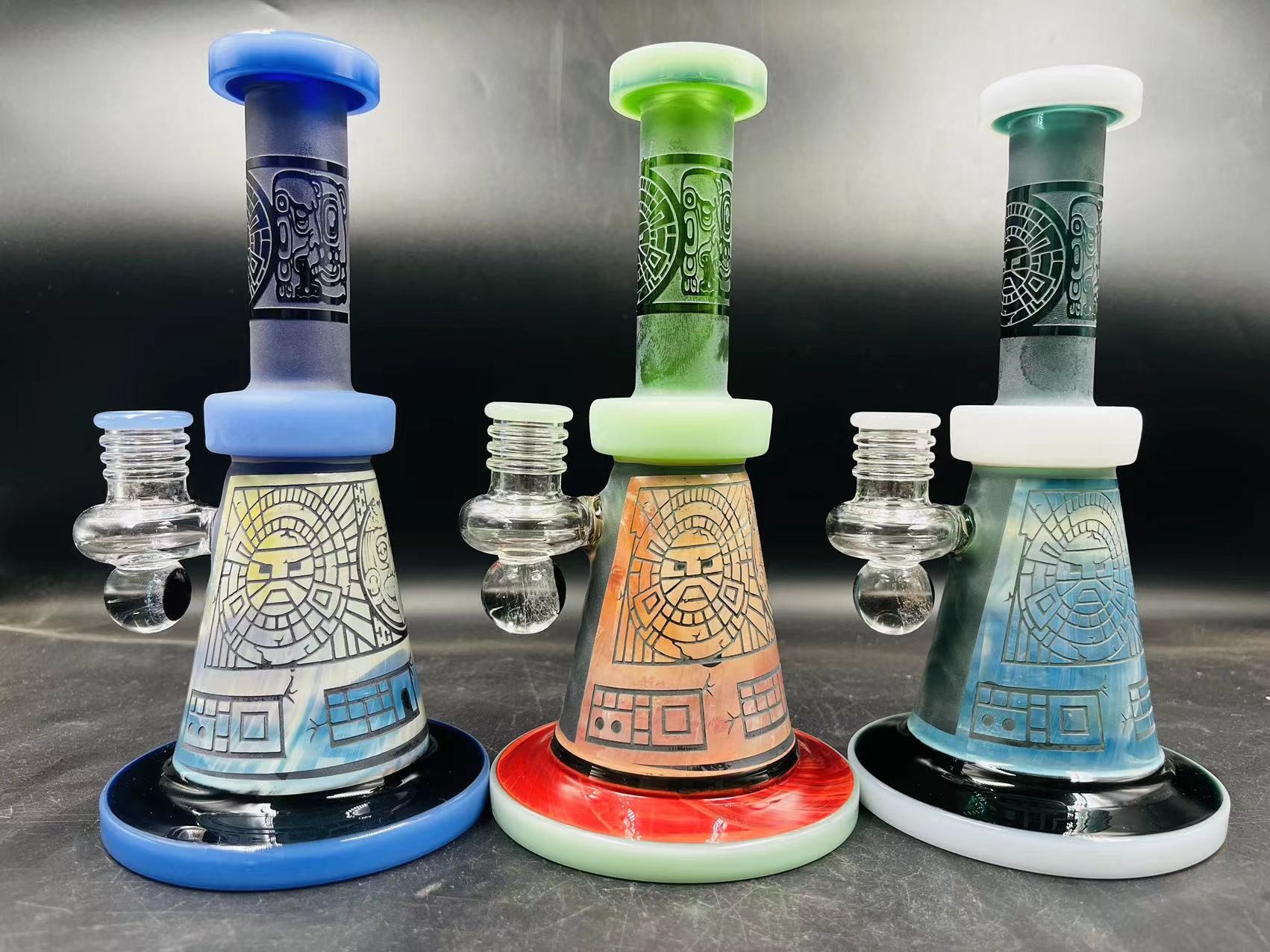 OEM 8" Glass Water Pipe Recycler Fumed Glass Bubbler Hookah Free Shipping
