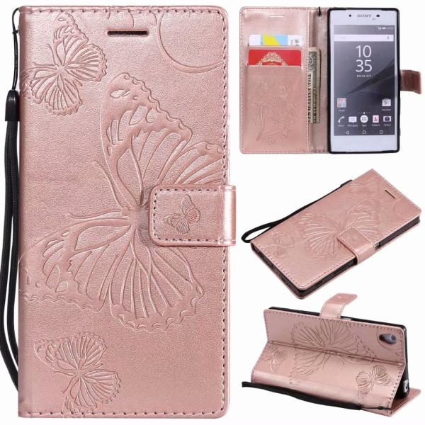 Sony Xperia Z5 Embossing 3D Butterfly Leather Bracket Stand Wallet Case with