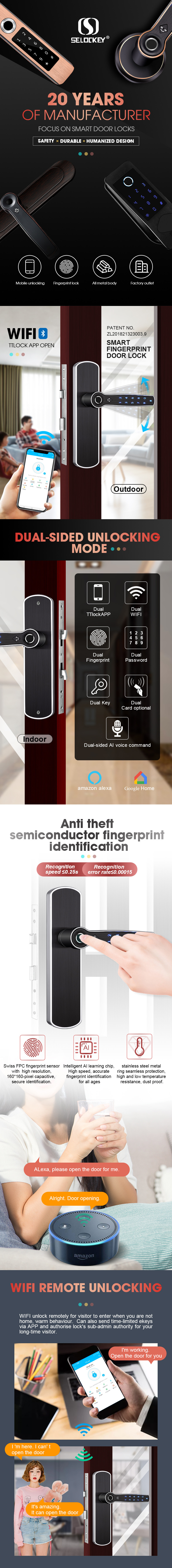 Fingerprint Wifi Electric Gate Door Double Sided Bluetooth Smart Locks