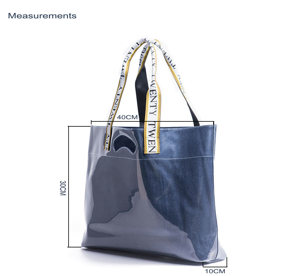 TPU Shopping Shoulder Denim Bag Two Layers