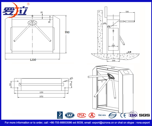 304 Stainless Steel Durable Tripod Turnstile Gate for Amusement Park