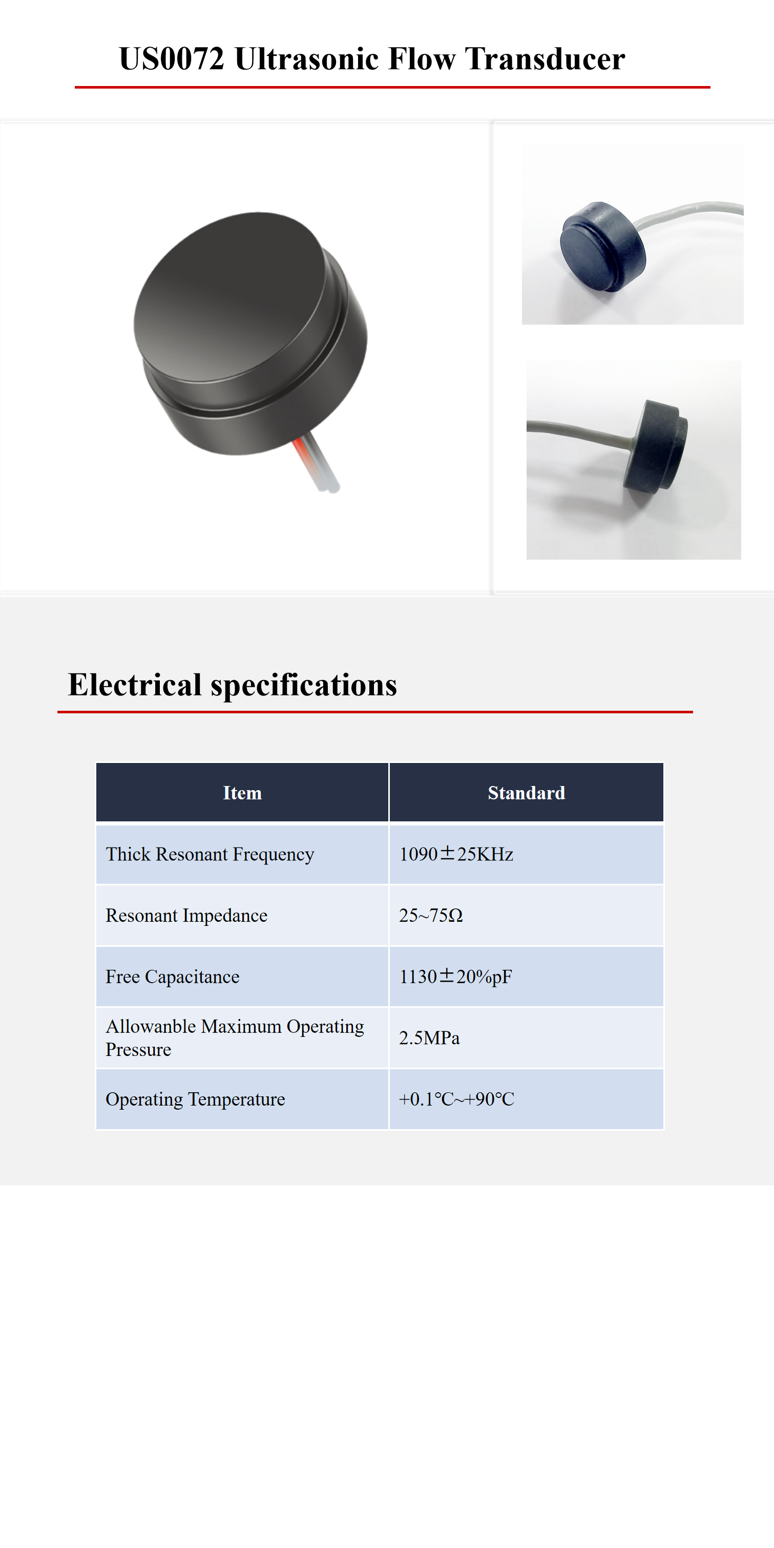 Ultrasonic 1 Mhz Piezoelectric Transducer 5V Output Water Flow Rate Sensor