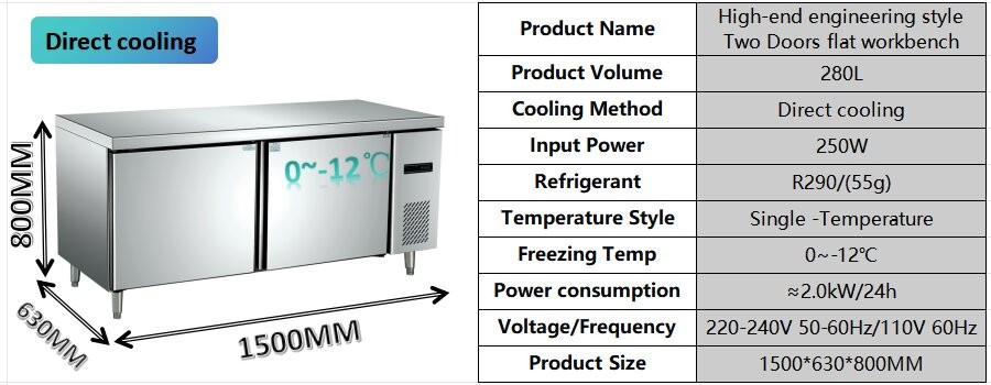 Safety Operation Commercial Undercounter Fridge Freezer Easy Maintenance