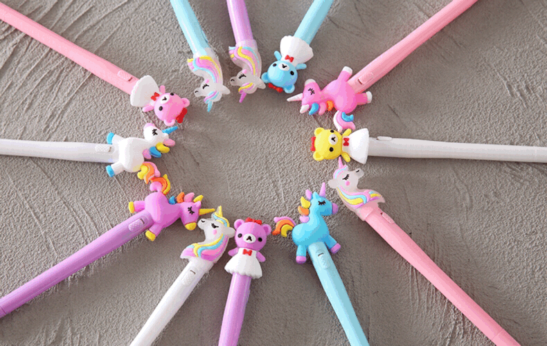 4pcs Set Heat Sensitive Erasable Ink Plastic Gel Light Pen for Trending Cartoon Bear