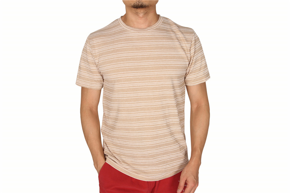 Stockpapa Pink Khaki Mens Striped Tee S M L XL