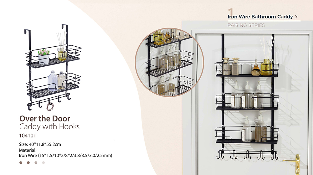 Metal Bathroom Small Hanging Shower Caddy , Shower Corner Rack Hooks