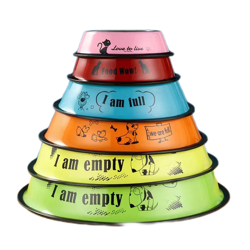 Stylish and Durable Stainless Steel Pet Bowl Colorful Painted Design for Happy Pets