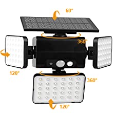 Adjustable Heads 1000lm 260Pcs LED Solar Motion Sensor Wall Light Outdoor