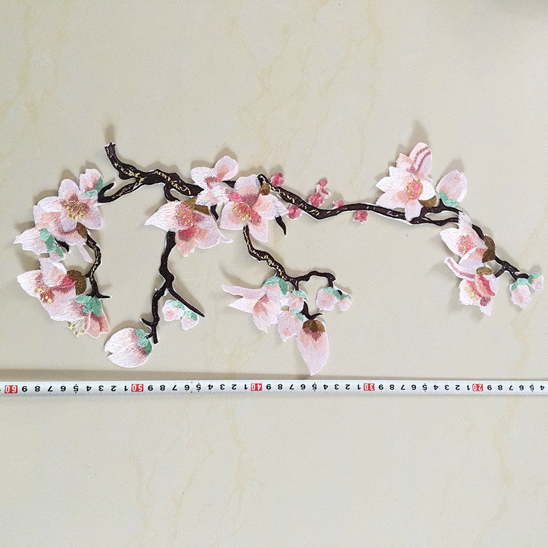 Hot Fix Motif mangnolia Embroidery Lace Flower for Cheongsam