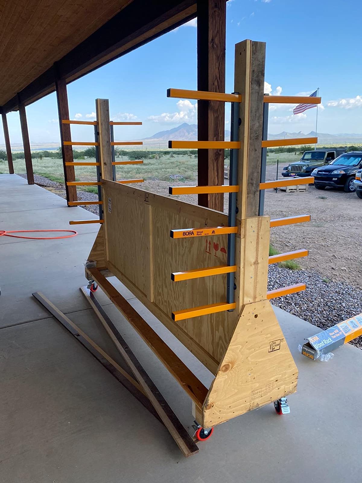 3-Level Wood Rack for Everyday Workshop Lumber Storage in Farmhouse Design