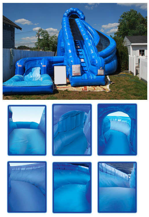 Giant Inflatable Corkscrew Water Slide / Double Inflatable Slip And Slide With Pool