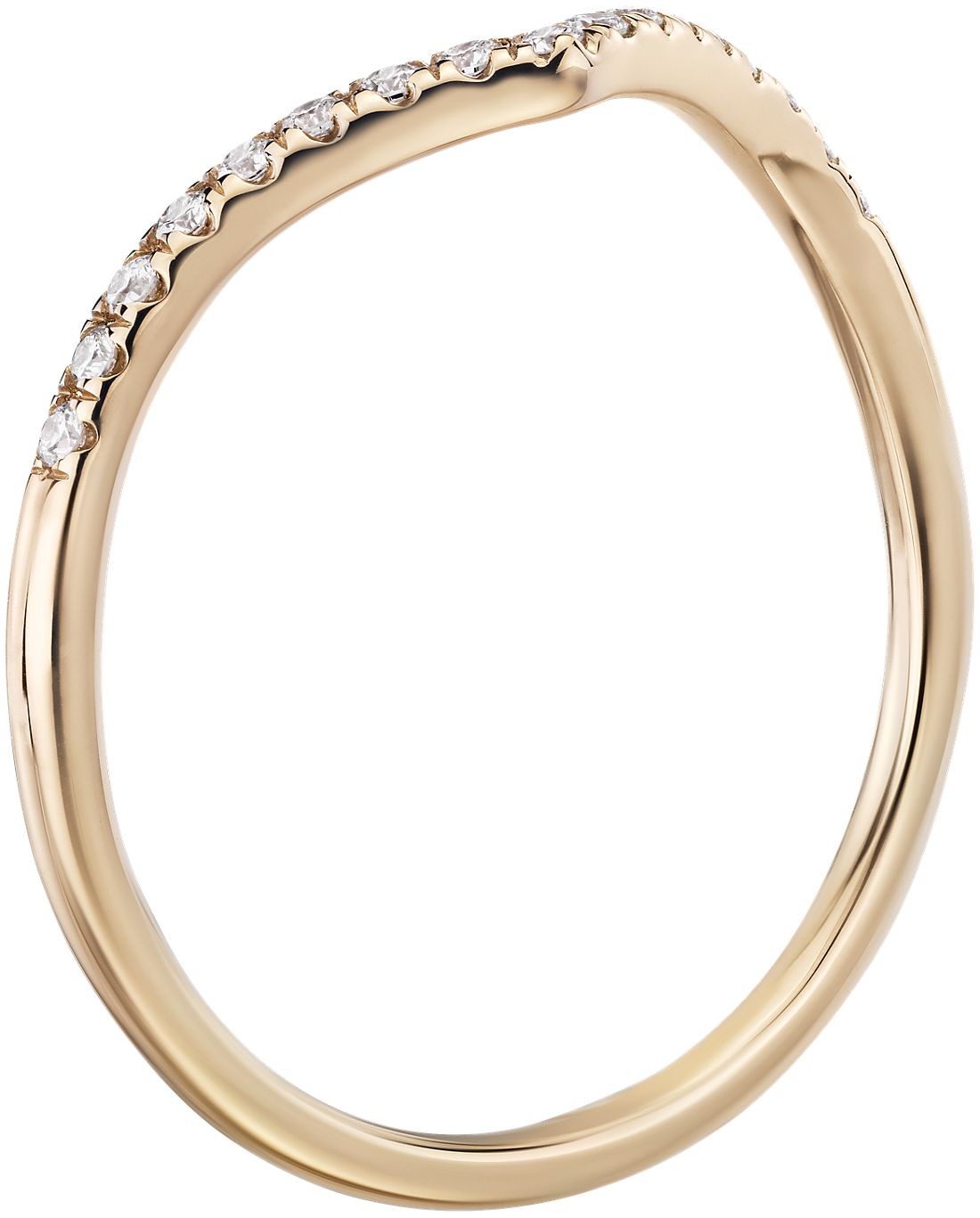 Diamond Chevron Stackable Heart Sytle Fashion Ring in 9K Yellow Gold