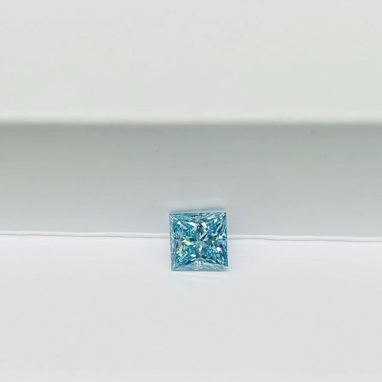 1.53 Ct Lab Grown Blue Diamonds Princess Cut Loose 10 Mohs