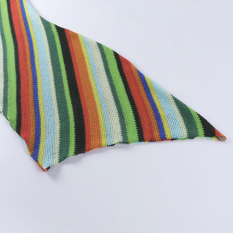 Slim Sleeveless Round Collar Color Stripe Dress Women