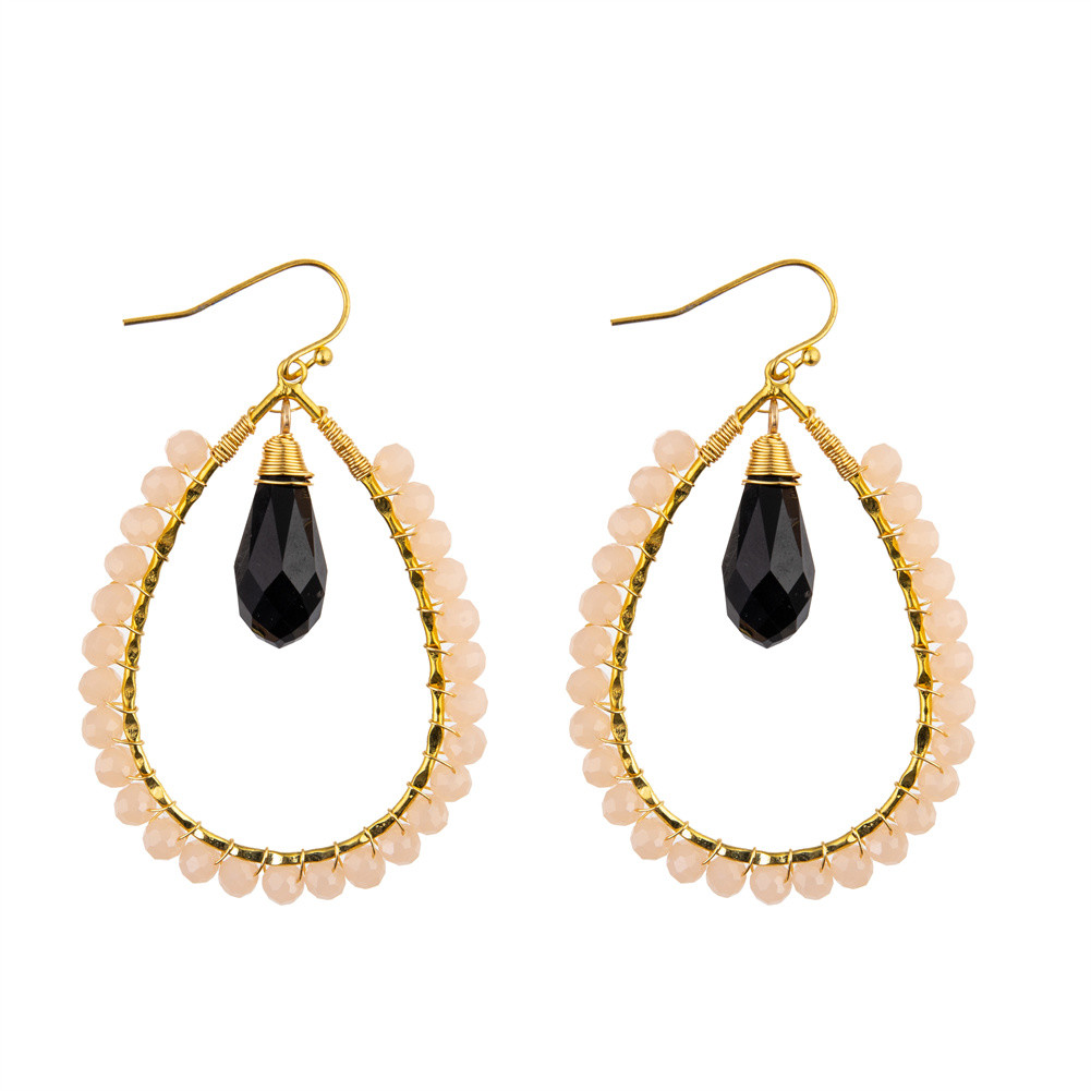 Grape Seeds Drop Shaped Handmade Beads Earring Multi Colors