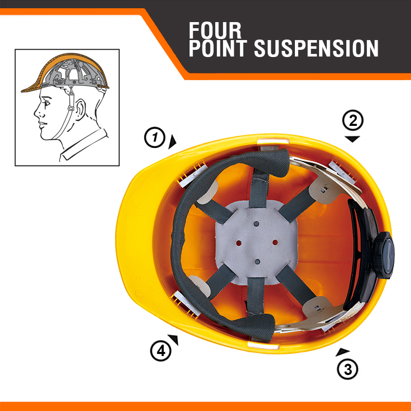 Industrial Protection T154 Ventilation Safety Helmet with Fabric Belts and Sweatband