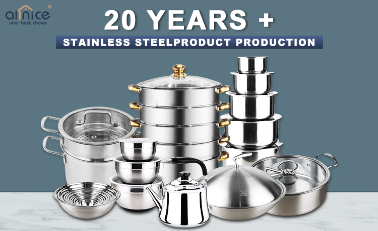 Round Shape Stainless Steel 201 Lunch Box 4pcs Thermal Cooking Stock Pot Set